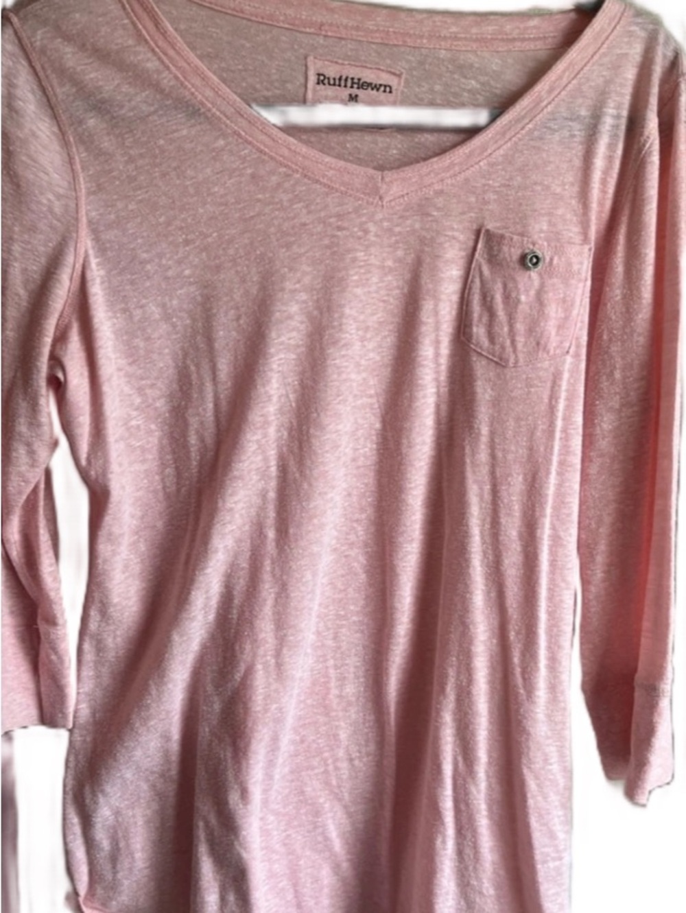 Ruff Hewn Heathered Pink V-Neck Top
